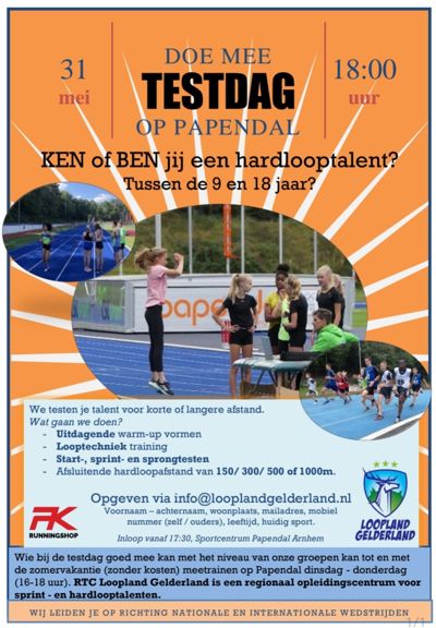 Testdag Loopland Gelderland Testdag Loopland Gelderland hardlopen hardlooptalent gezocht